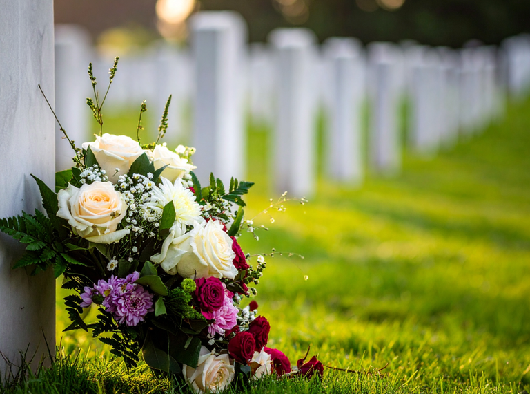 Blumenschmuck an einem Grab
